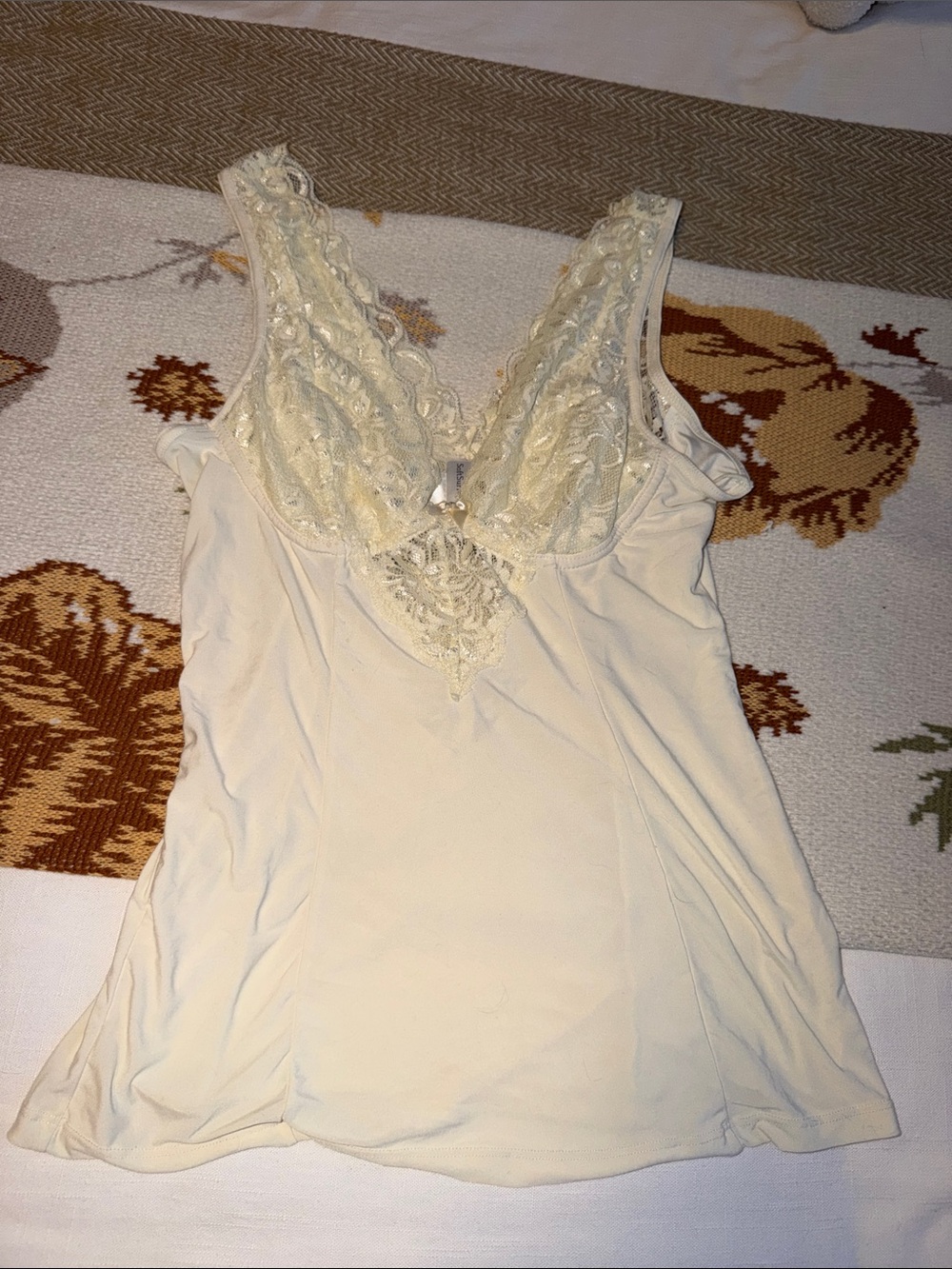 Soft Surroundings Ivory Lace-Trim Sleep Chemise